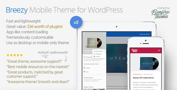 Breezy (v2.0.2) WordPress移动主题 - 轻量级响应式设计