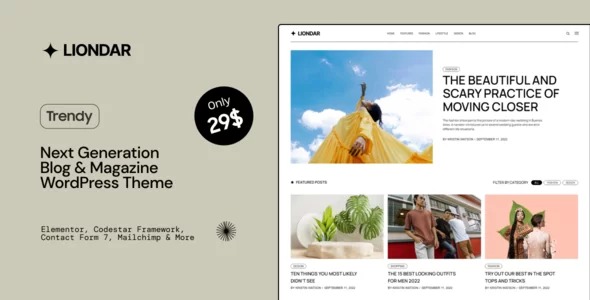 Liondar v1.1.2 Modern Magazine Theme - 现代杂志风格WordPress主题