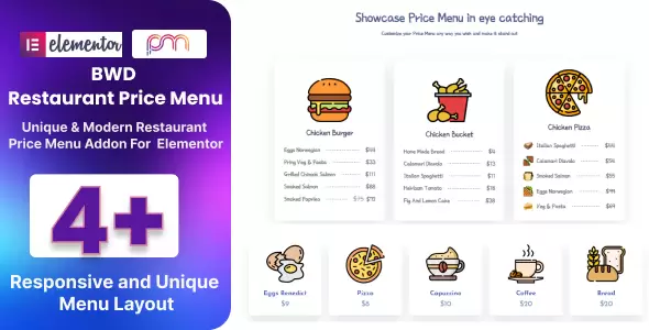 BWD Restaurant Price Menu for Elementor v1.0 - 餐厅价格菜单Elementor插件
