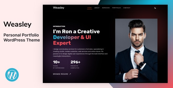 Weasley v1.0 个人作品集WordPress主题 - 专业展示您的创意作品