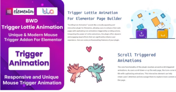 BWD Trigger Lottie Animation Addon For Elementor v1.0 - Elementor动画触发器插件
