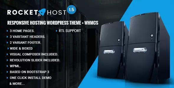 RocketHost v1.1.2 响应式主机WordPress主题 + WHMCS - 专业主机服务网站模板