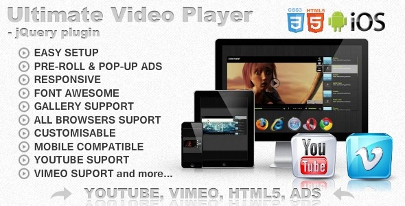v.7.0.9 Ultimate Player with YouTube, Vimeo, Ads WP Plugin - 终极播放器支持YouTube、Vimeo和广告的WordPress插件