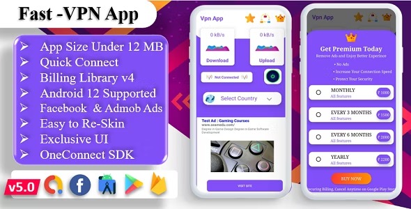 Fast-Pro VPN App (2023年10月22日) VPN解锁代理 | VPN应用内购买 | 高安全VPN | Admob广告
