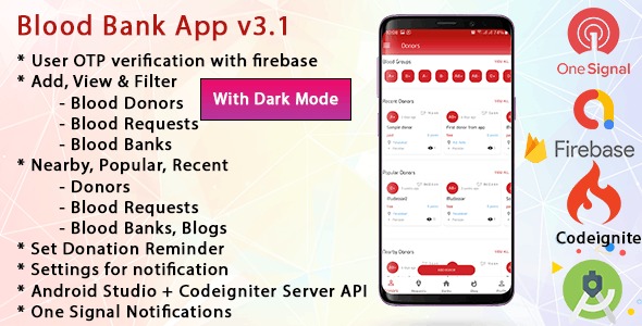 Blood Bank App With Admin Panel & Material Design (v3.3.1) - 血液银行应用带管理面板和Material设计