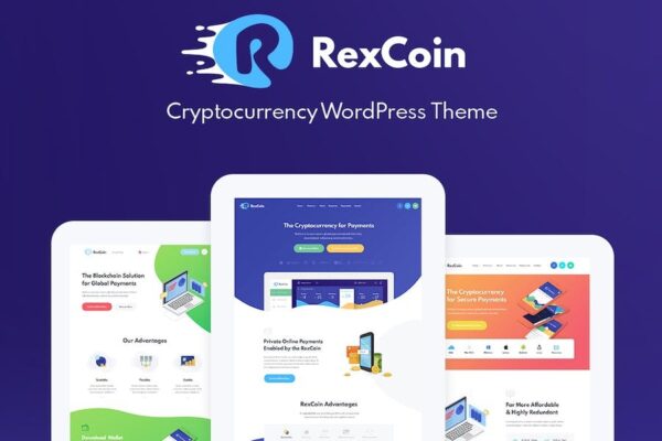 RexCoin (v1.2.5) 多功能加密货币和代币ICO WordPress主题