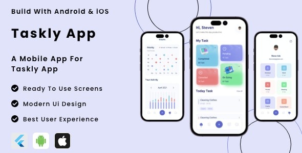 Taskly App (v1.0.0) Flutter移动应用模板 - 高效任务管理应用开发框架