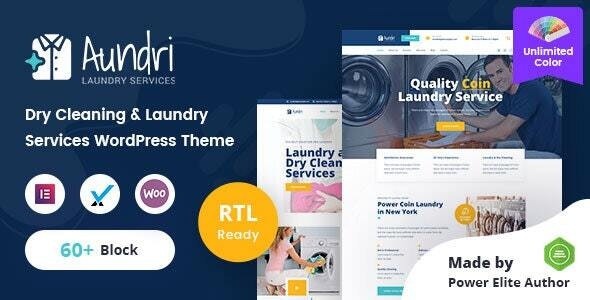 Aundri (v3.0.0) 干洗服务WordPress主题 + RTL支持