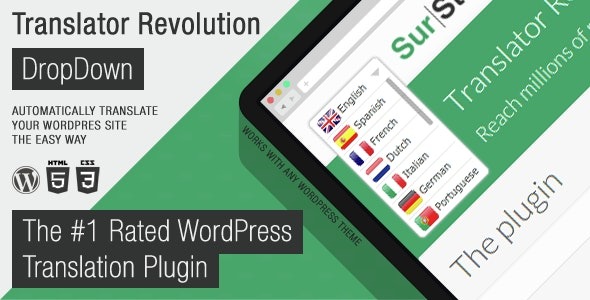 Ajax Translator Revolution DropDown WP Plugin v.2.2 - WordPress多语言翻译插件
