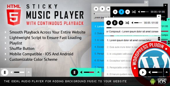 Sticky HTML5 Music Player WordPress Plugin v3.1.6 - 粘性HTML5音乐播放器WordPress插件