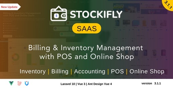 Stockifly SAAS (v3.1.2) 账单与库存管理系统，含POS和在线商店