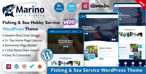 Marino v1.0.0 钓鱼与海洋爱好 WordPress主题 - 专业钓鱼网站设计