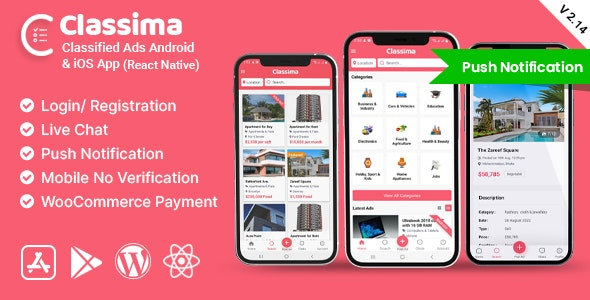 Classima v2.52.4 分类广告 Android & iOS 应用 - 高效移动端广告发布平台