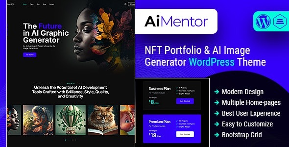 AI Mentor v1.0 AI图像生成器WordPress主题 - AI图片创作与网站设计解决方案