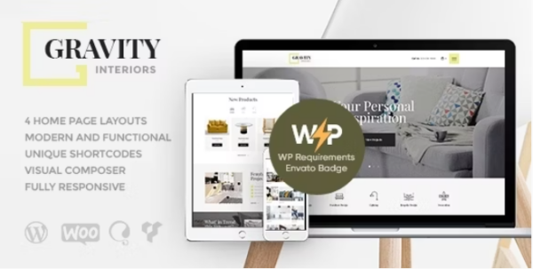 Gravity (v1.3.0) 现代室内设计与家具商店WordPress主题