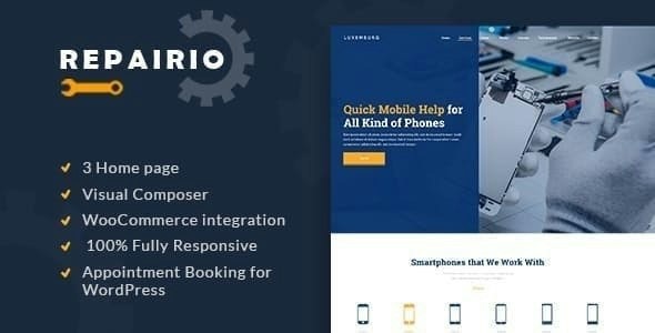 Repairio v1.1.3 电子设备维修WordPress主题