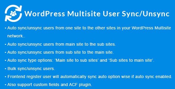WordPress Multisite User Sync Unsync v2.1.8 - WordPress多站点用户同步与取消同步插件
