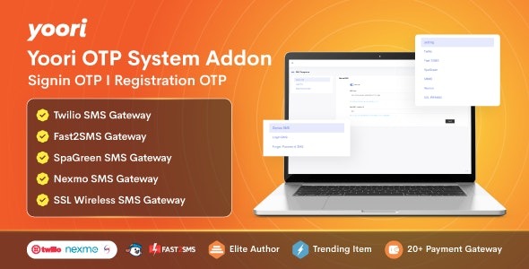 OTP System Add-on for YOORI PWA eCommerce (v1.0.3) - YOORI PWA电商系统的一次性密码验证插件