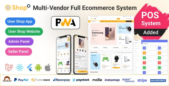 Shopo eCommerce (v4.0.0) 多供应商电子商务Flutter应用与后台管理面板及网站