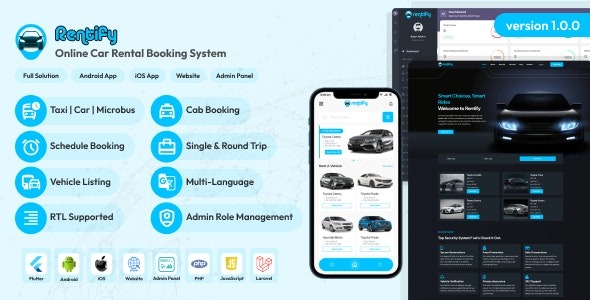 Rentify v1.0.0 在线汽车租赁预订系统完整解决方案