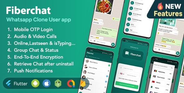Fiberchat (v2.0.14) WhatsApp克隆完整聊天和通话应用 | Android和iOS Flutter聊天应用
