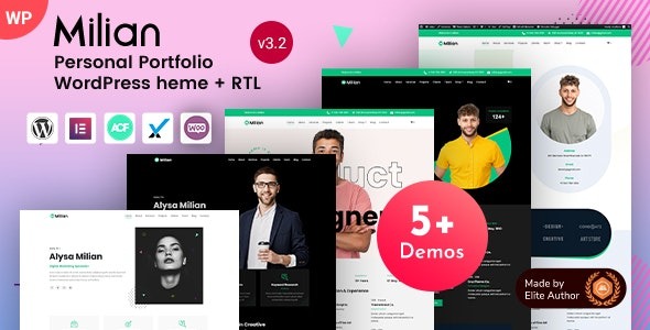 Milian v.3.2 Personal Portfolio Elementor WordPress - 个人作品集WordPress主题