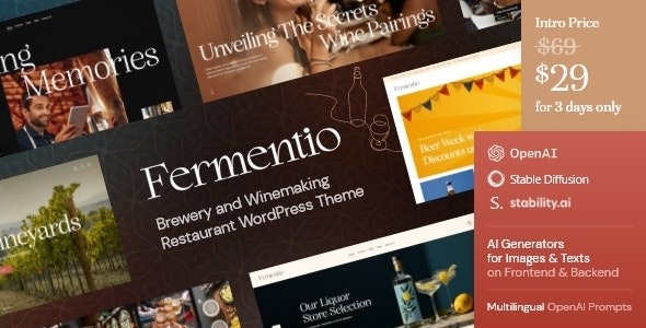 Fermentio v1.0 啤酒酿造与葡萄酒餐厅WordPress主题