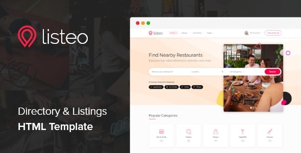 Listeo (v1.0) 目录和列表HTML模板 - 专业分类目录与列表展示主题