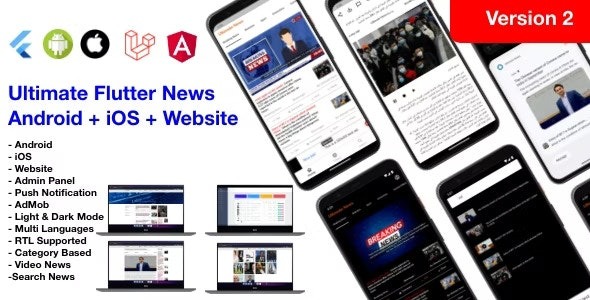 News Full App v4.0 Flutter App Android + iOS + Website - 新闻全功能应用Flutter跨平台开发