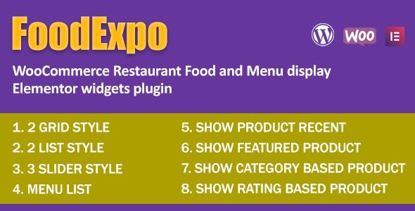 FoodExpo v1.0 WooCommerce餐厅食品菜单展示Elementor小工具插件 - 专业餐饮网站解决方案