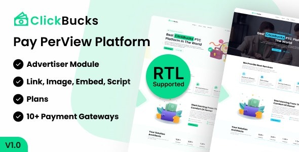 ClickBucks v1.0.0 Pay Per View Platform - 付费观看平台WordPress主题
