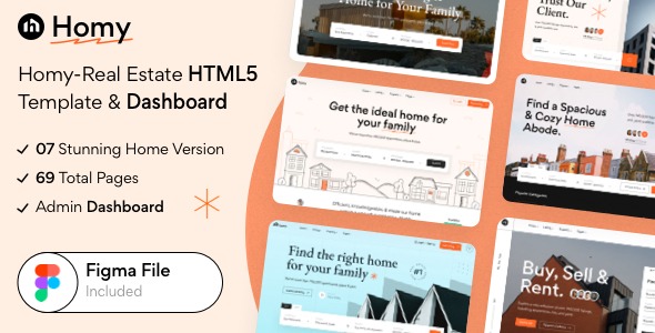 Homy v1.1 房地产HTML5模板与仪表盘 + Figma文件
