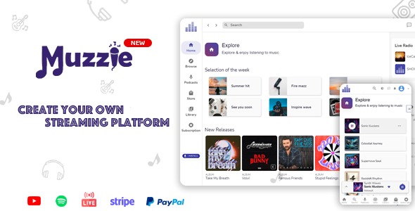 Muzzie v4.6 – 音乐、播客与直播流媒体平台 WordPress主题