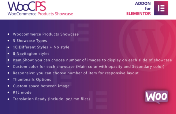 WooCommerce Products Showcase for Elementor v1.0 - Elementor的WooCommerce产品展示插件