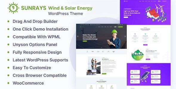 Sunrays (v1.0.7) 太阳能燃料、氢燃料电池、电动汽车初创企业WordPress主题
