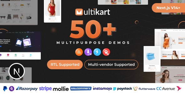 Multikart v1.0 单商户或多商户电子商务系统 - 基于React Next JS和Laravel REST API