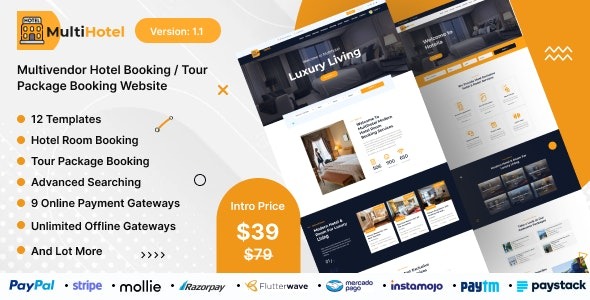 MultiHotel v2.0 多供应商酒店预订/旅游套餐预订网站主题