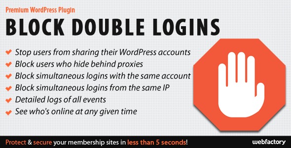 Block Double Logins v1.1 - 防止会员网站重复登录保护插件