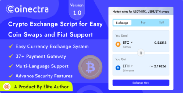 Coinectra v1.2 - 加密货币交易平台脚本，支持买卖和法币兑换