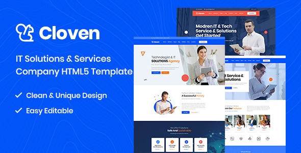 Cloven (2023年5月4日) IT解决方案与服务公司HTML5模板