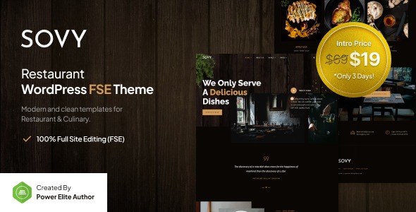 Sovy v1.0.0 Restaurant FSE WordPress Theme - 餐厅全站编辑WordPress主题