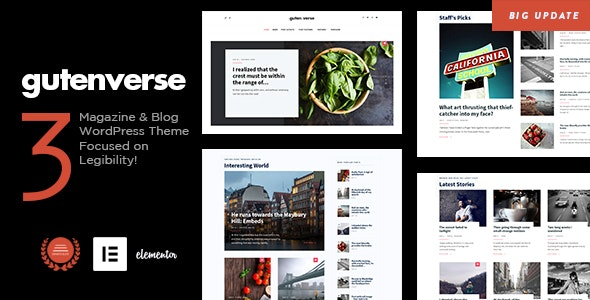 GutenVerse v4.1 Magazine and Blog Theme - 响应式杂志与博客WordPress主题