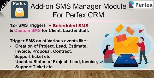 Perfex CRM短信管理模块插件Add-on SMS Manager Module for Perfex CRM v1.1.5