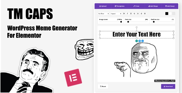 TM CAPS (v1.3) WordPress Meme Generator For Elementor - WordPress表情包生成器插件