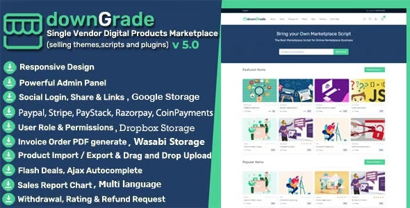 downGrade (v6.6) Single Vendor Digital Products Marketplace - 单供应商数字产品市场解决方案
