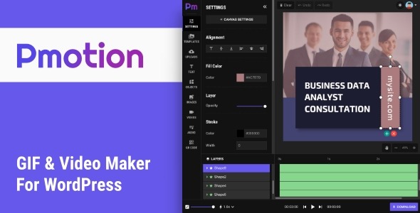 Pmotion v1.2 WordPress动画GIF和视频制作工具