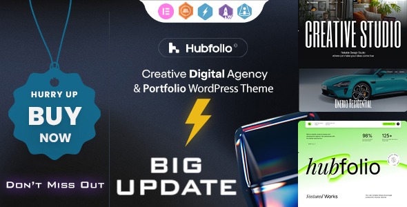 Hubfolio v1.0.9 创意作品集和数字机构 WordPress Elementor 主题