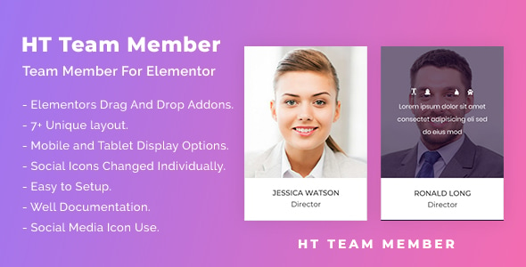 HT Team Member For Elementor v1.0.5 - Elementor团队成员展示插件