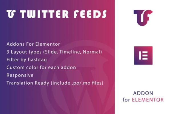 Twitter Feeds for Elementor WordPress Plugin v1.0 - 为Elementor设计的Twitter动态展示插件
