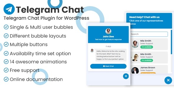 (v1.1.0) Telegram Chat Support Pro WordPress插件 - 专业的Telegram聊天支持解决方案